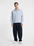 Chemise homme boxy rayée bleu ciel 100 % coton