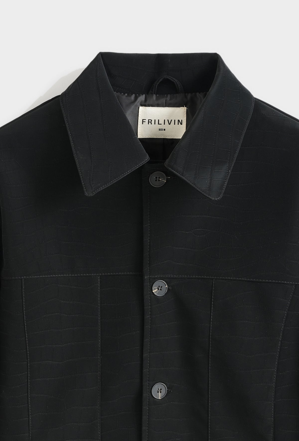 Veste Homme Trucker Simili Cuir Effet Croco