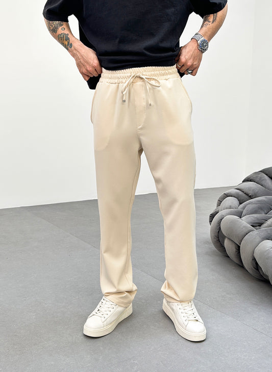 Pantalon Jogging Beige Coupe droite et Large