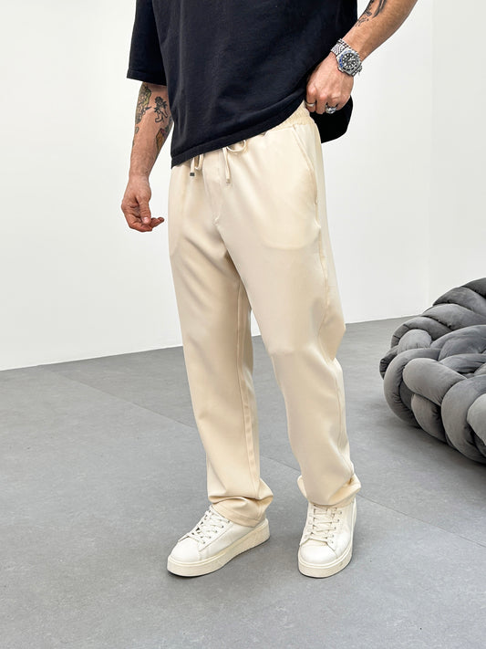 Pantalon Jogging Beige Coupe droite et Large