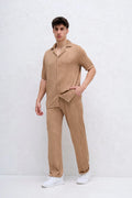 Ensemble Camel ondulé Chemise et Pantalon bonhomme