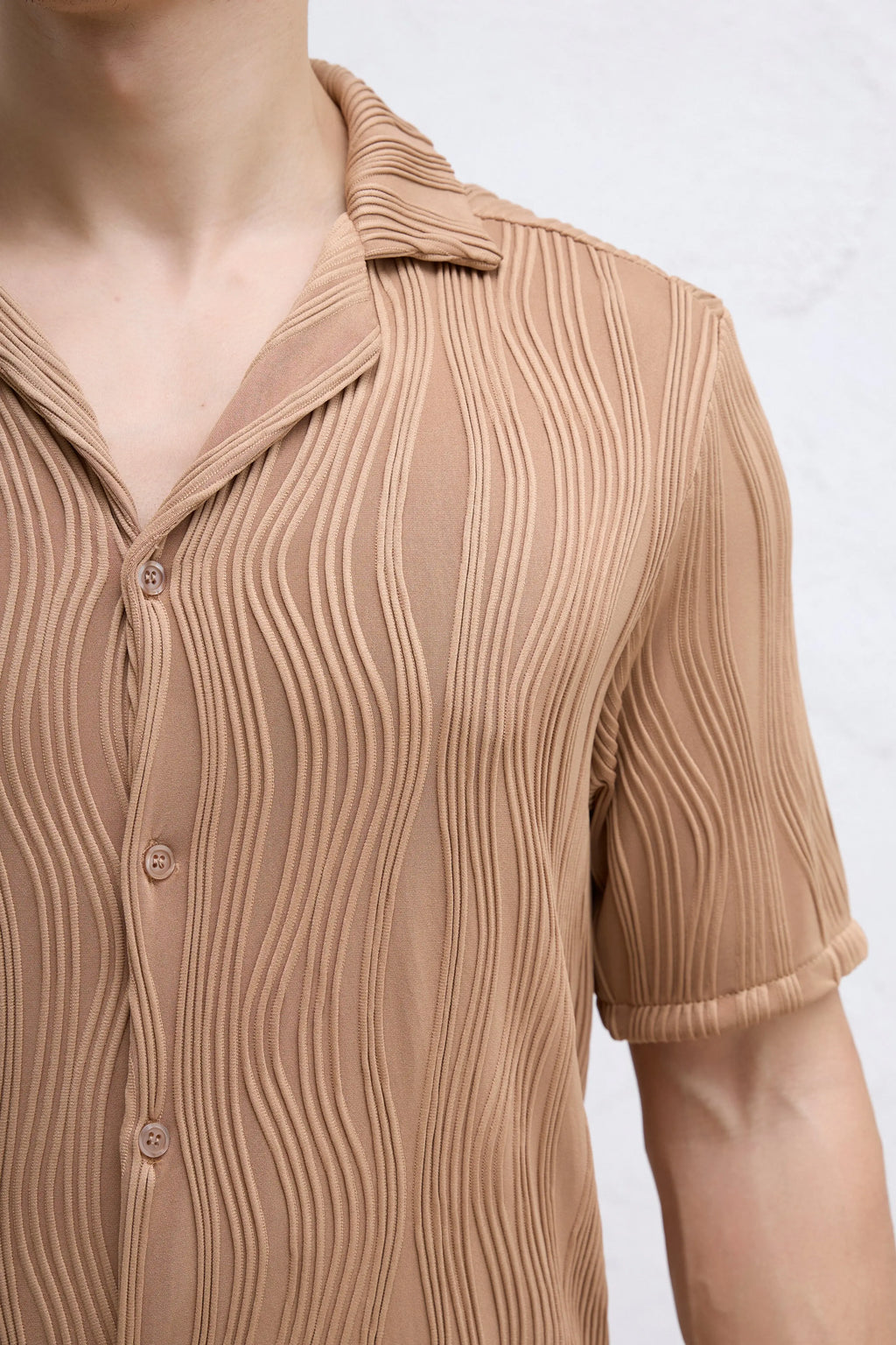 Ensemble Camel ondulé Chemise et Pantalon bonhomme