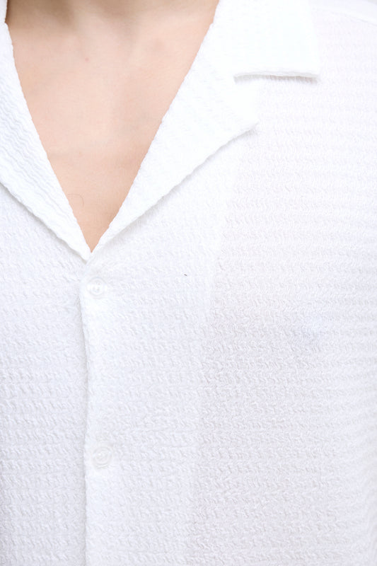 Ensemble Blanc Chemise et Pantalon Gauffré