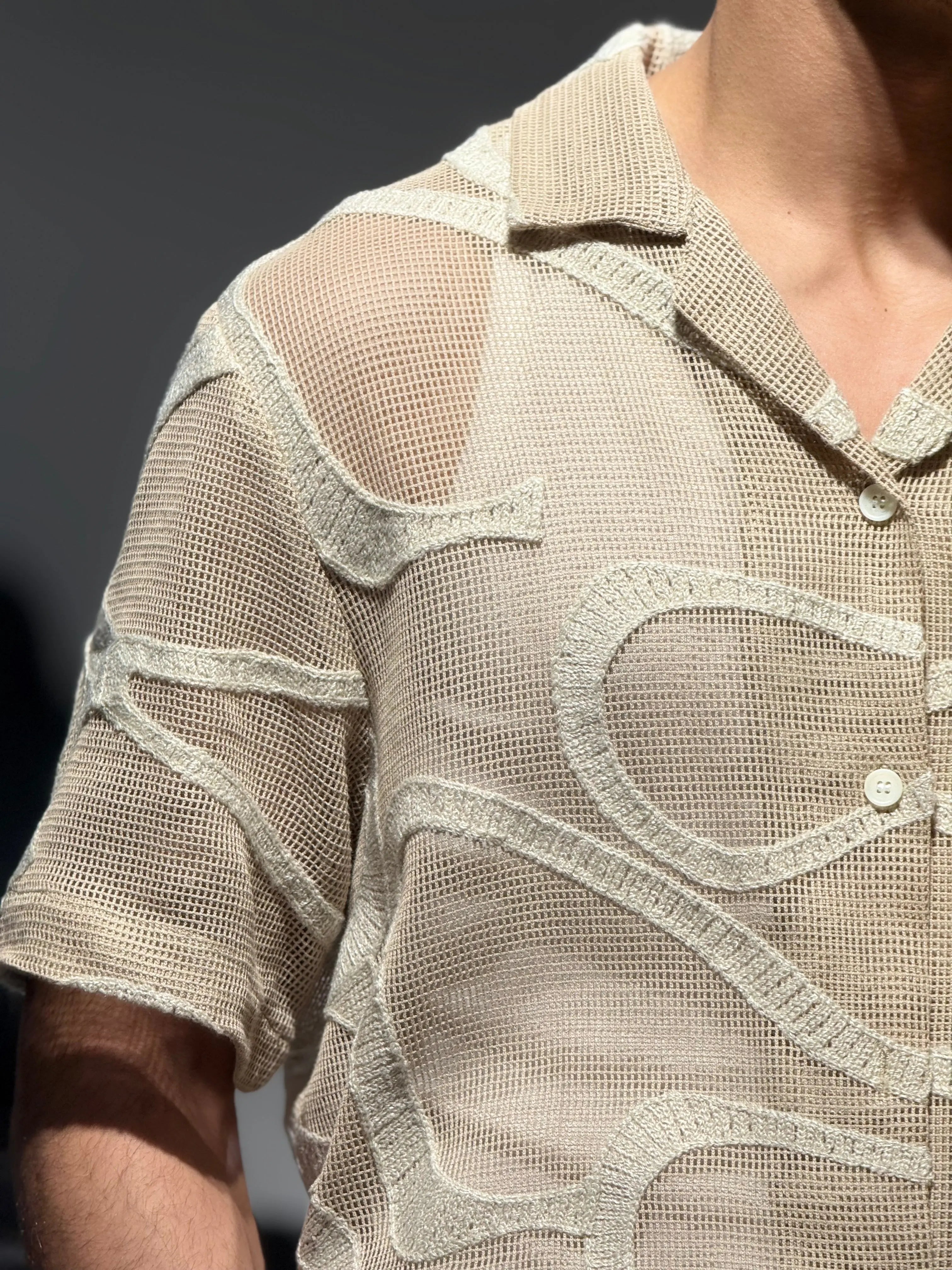Chemise Crochet Beige bonhomme