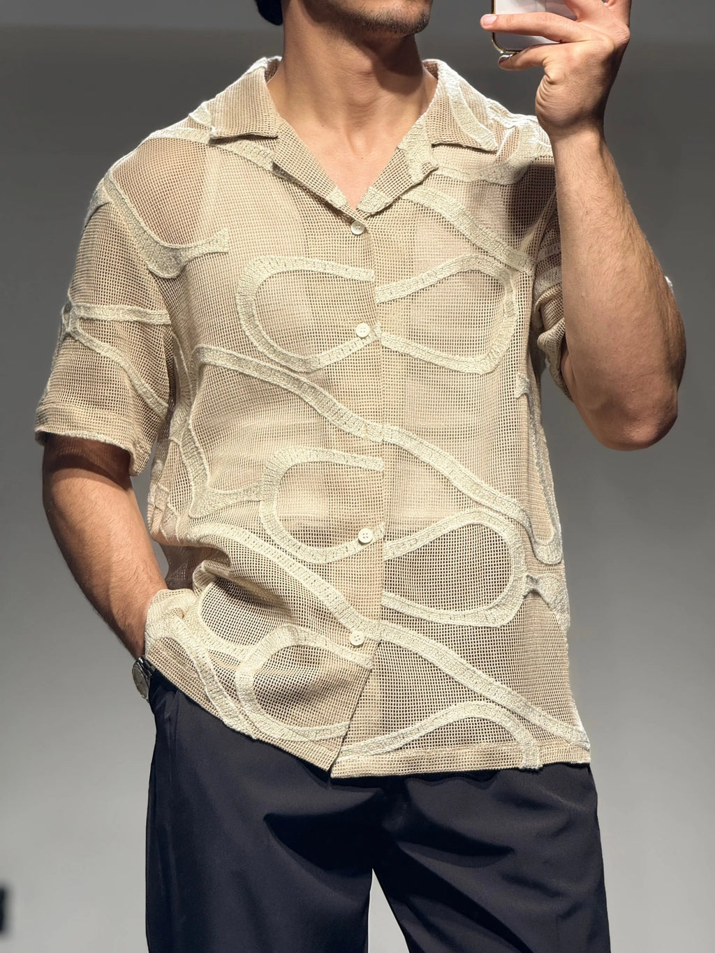 Chemise Crochet Beige bonhomme