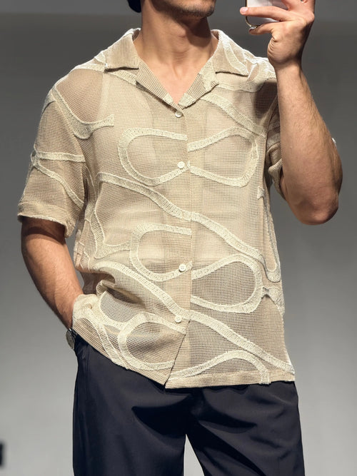 Chemise Crochet Beige bonhomme