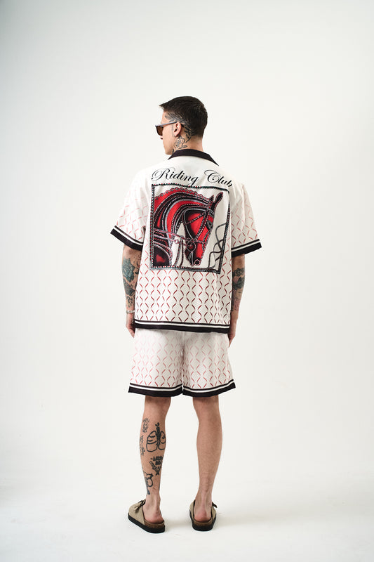 Ensemble Chemise et Short Riding Club Blanc Noir
