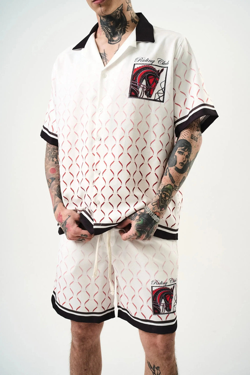 Ensemble Chemise et Short Riding Club Blanc Noir bonhomme