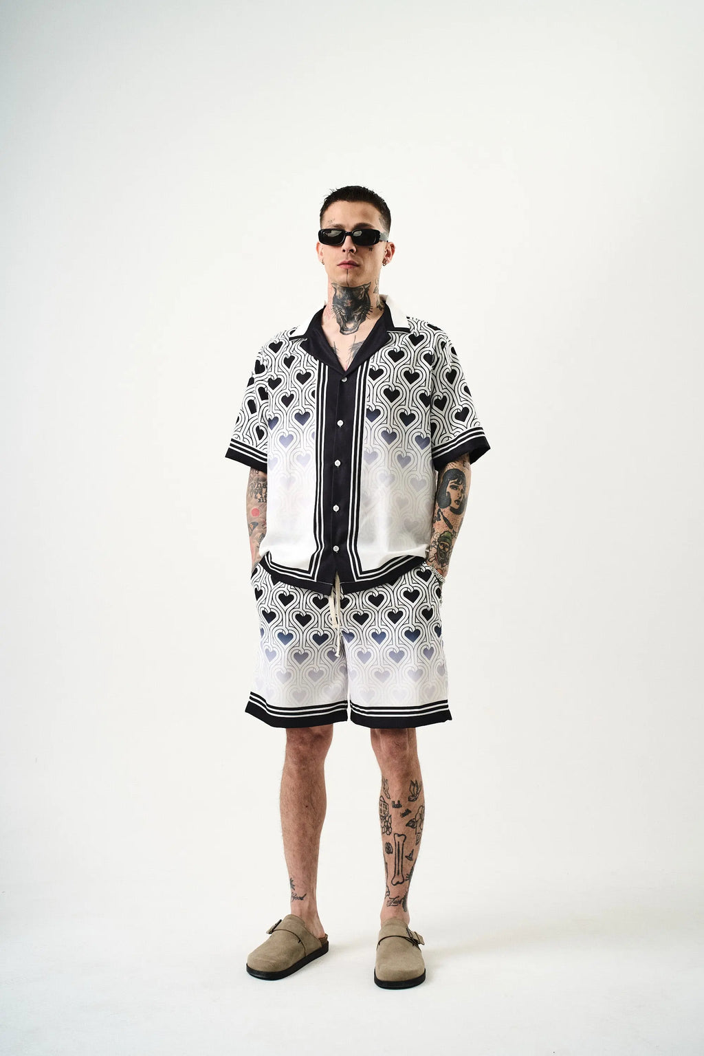 Ensemble Chemise et Short Coeur Blanc Noir bonhomme