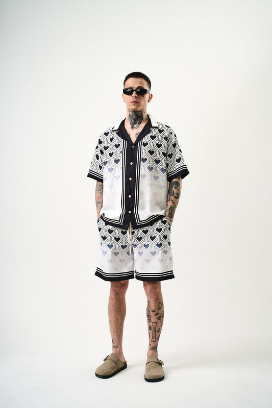 Ensemble Chemise et Short Coeur Blanc Noir