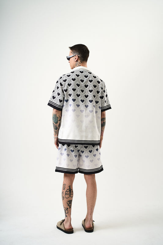 Ensemble Chemise et Short Coeur Blanc Noir