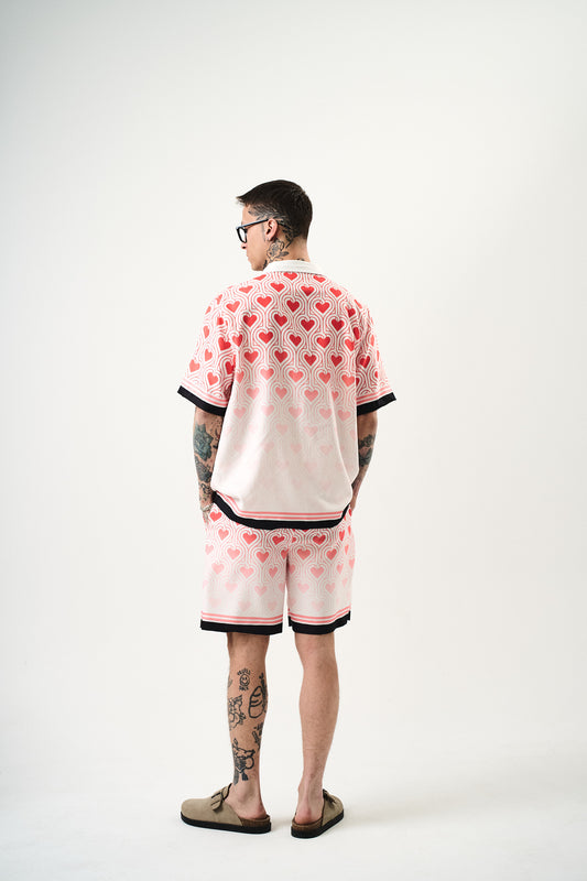 Ensemble Chemise et Short Coeur Blanc Rouge