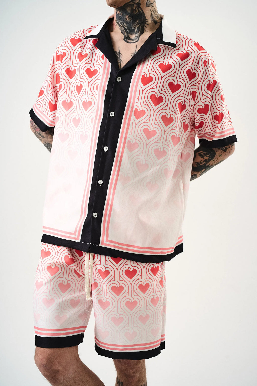 Ensemble Chemise et Short Coeur Blanc Rouge bonhomme