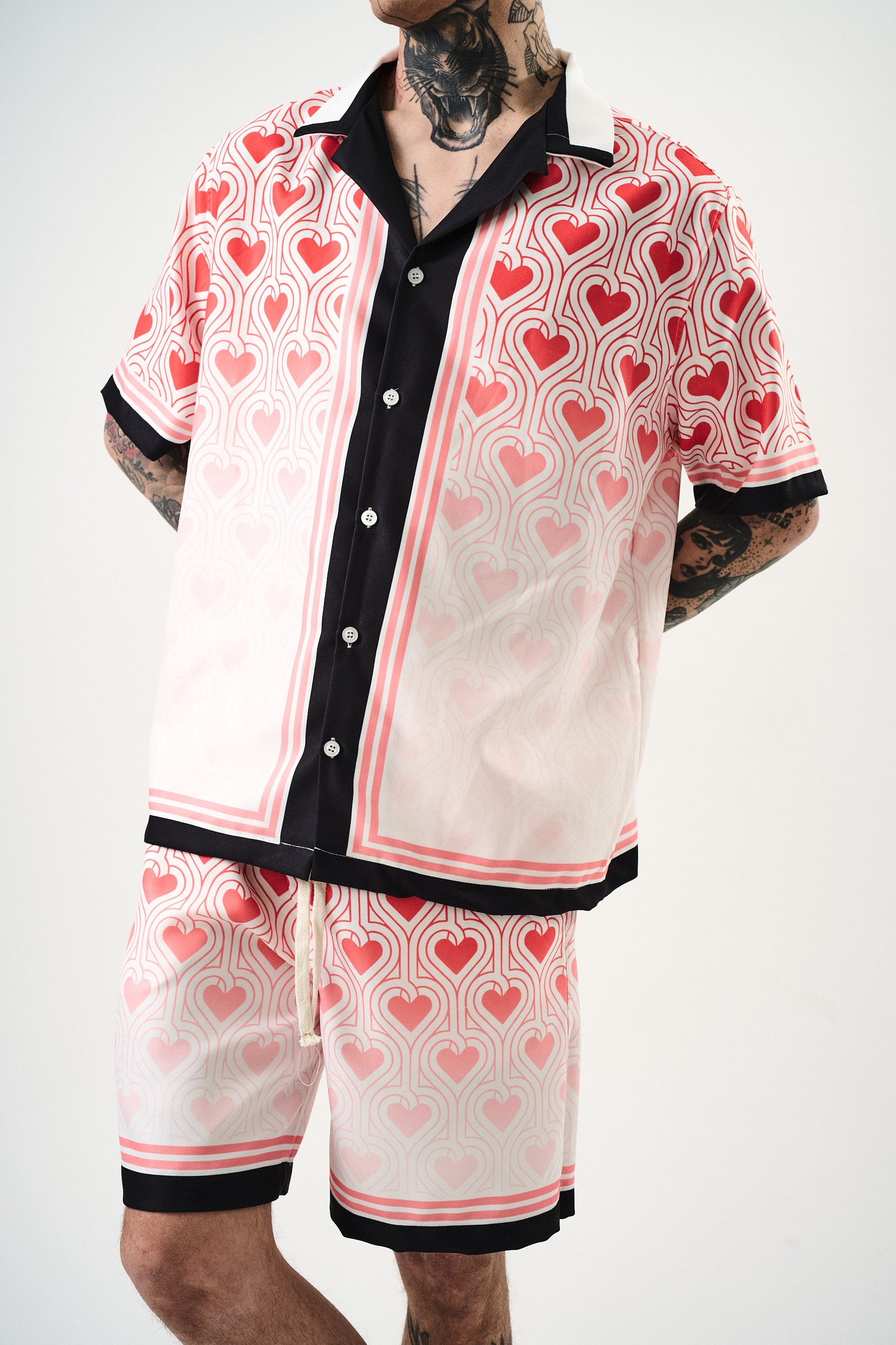 Ensemble Chemise et Short Coeur Blanc Rouge