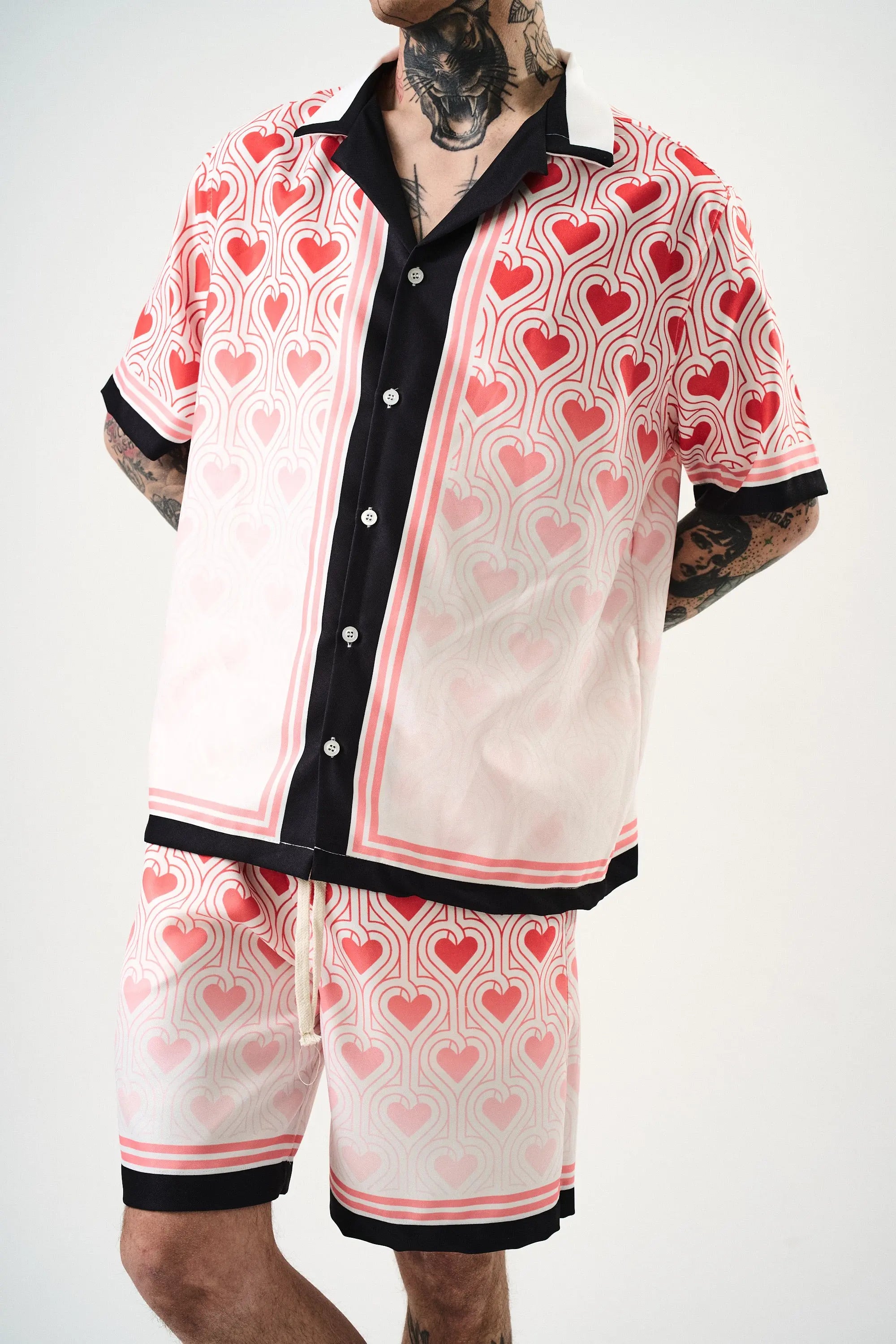 Ensemble Chemise et Short Coeur Blanc Rouge bonhomme