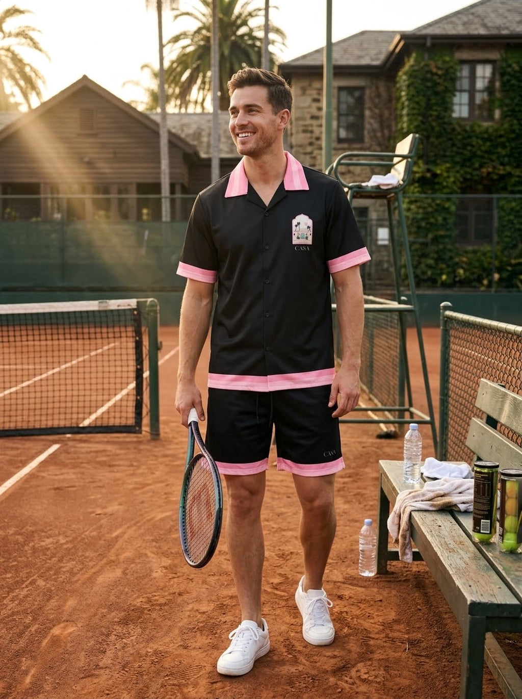 Ensemble chemise et short imprimé Casa bandes contrastantes bonhommeboutique