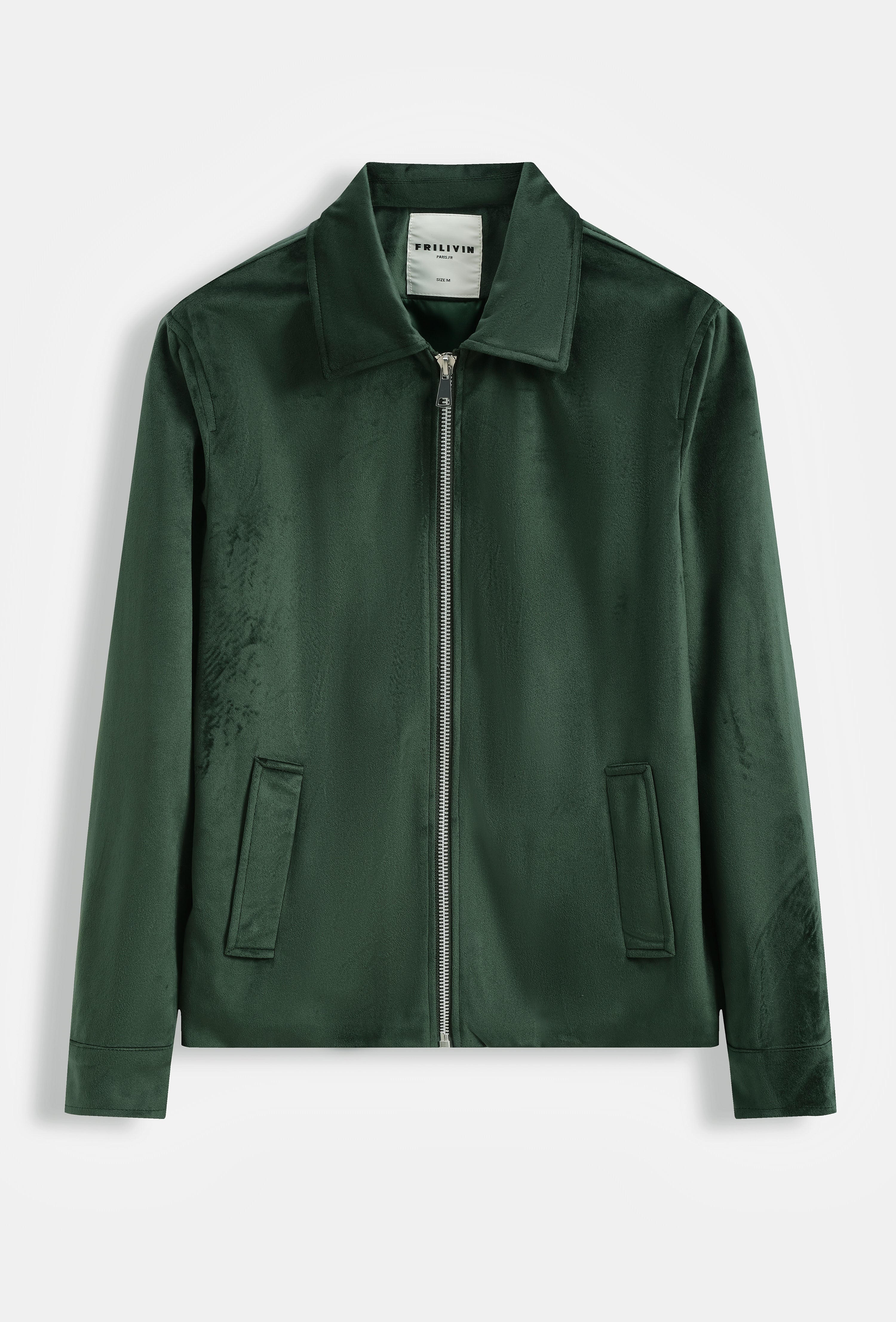 Veste Homme Col Chemise en Simili Daim