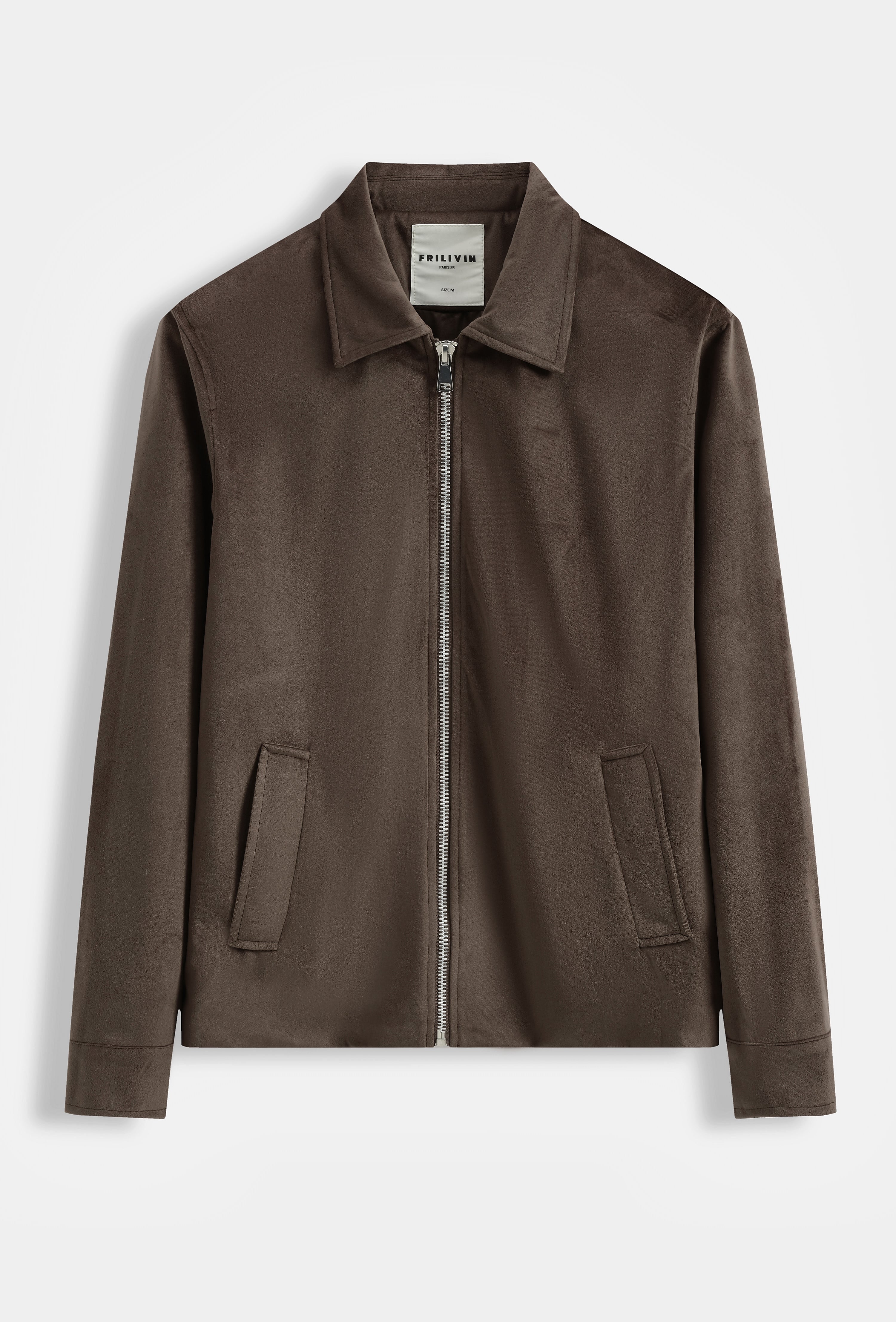 Veste Homme Col Chemise en Simili Daim