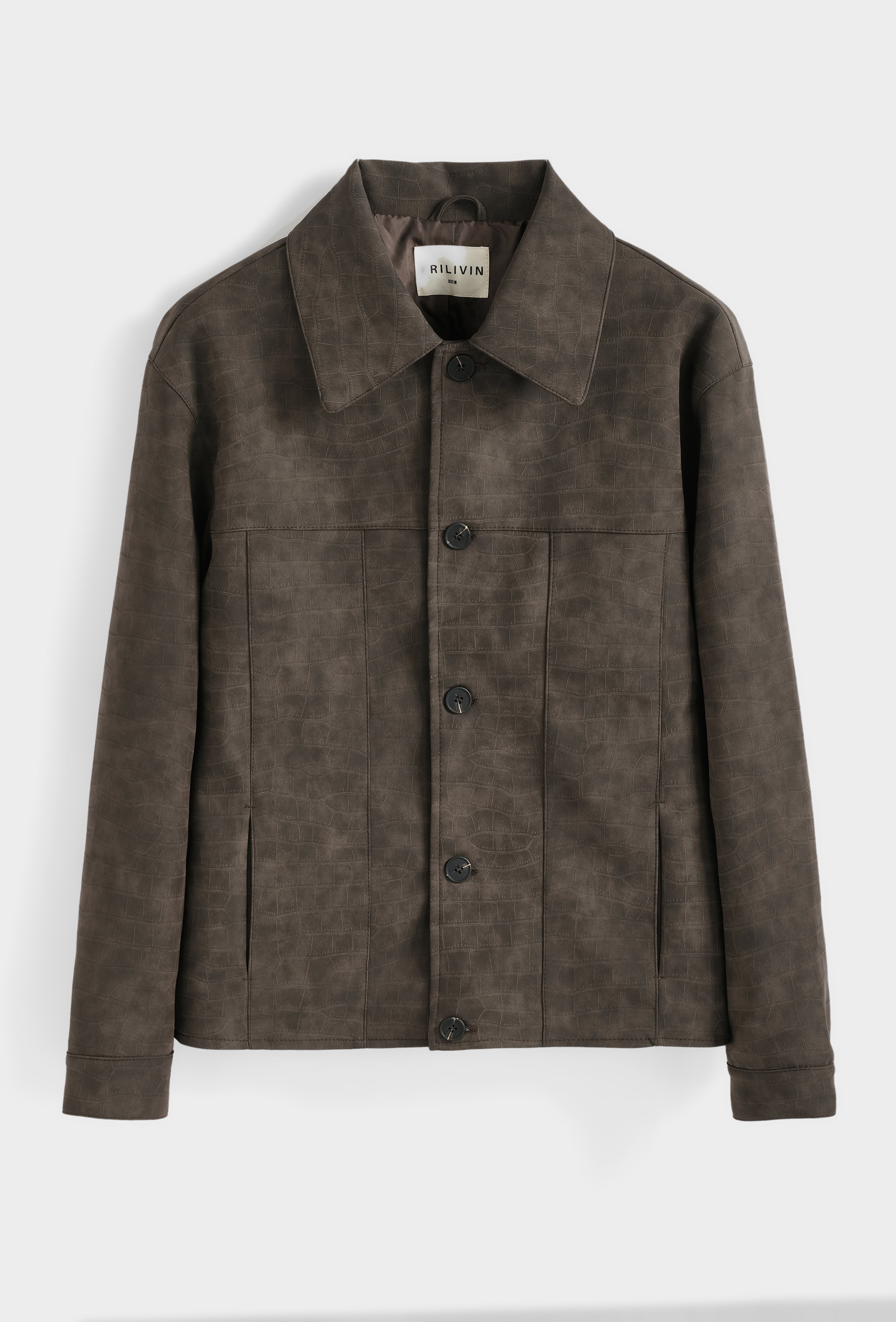 Veste Homme Trucker Simili Cuir Effet Croco