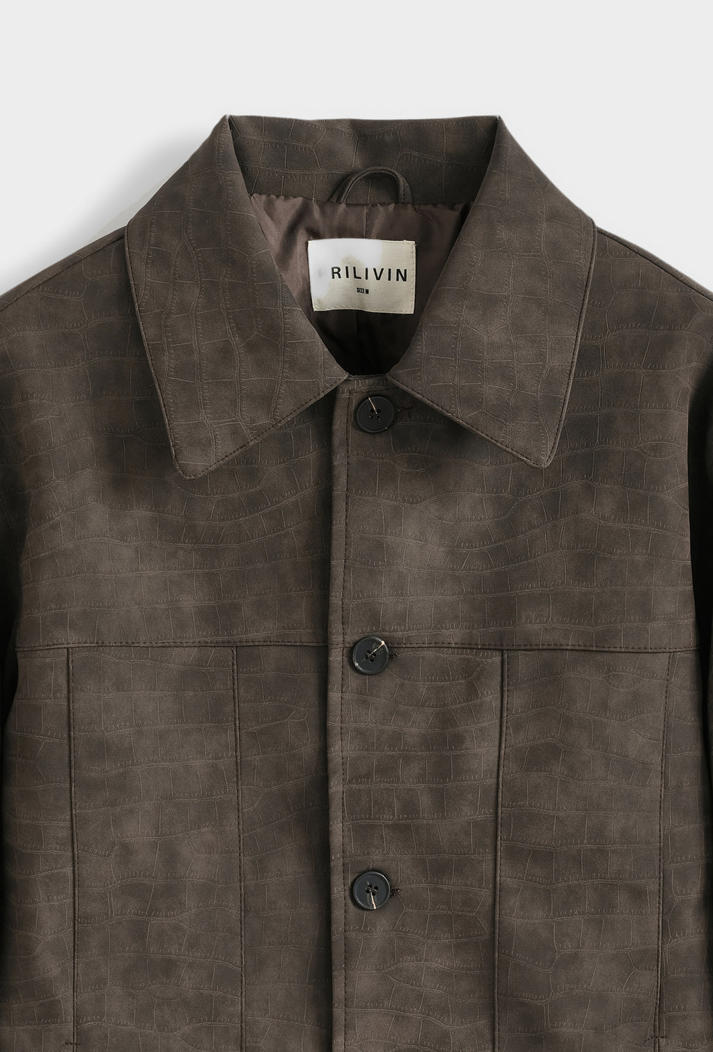 Veste Homme Trucker Simili Cuir Effet Croco