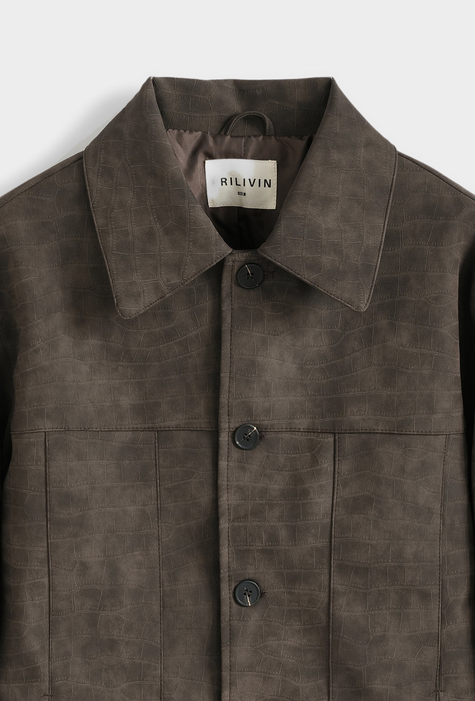 Veste Homme Trucker Simili Cuir Effet Croco