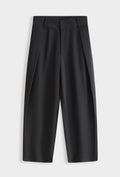 Pantalon large à pinces taille haute coupe fuselée