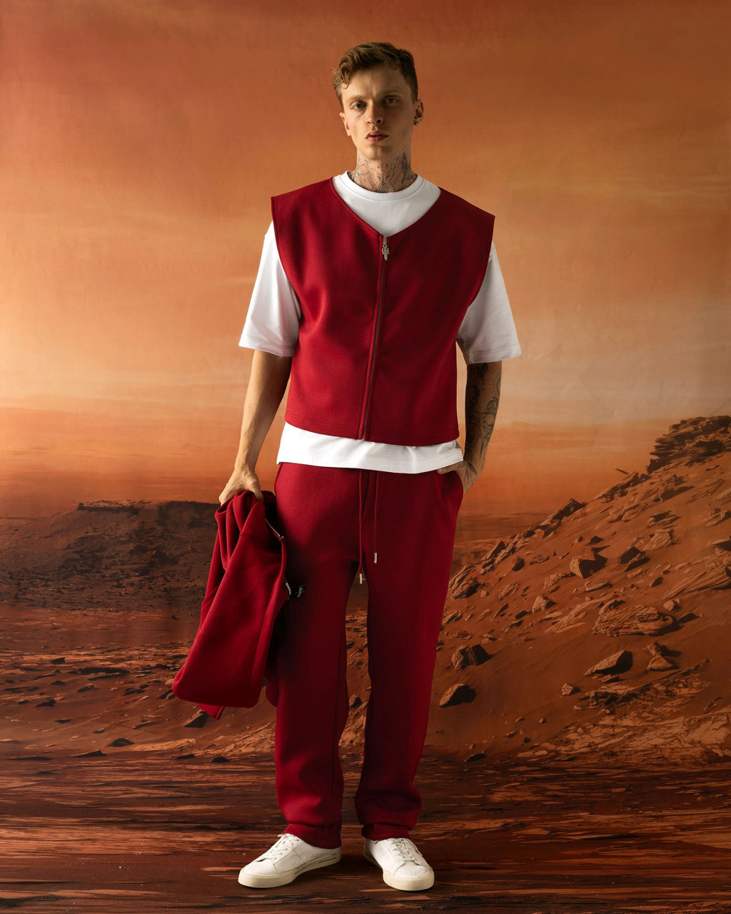 Ensemble 3 pièces sweat zippé, gilet sans manches et jogging