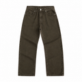 Jean homme baggy coupe large marron délavé, jambe droite ample