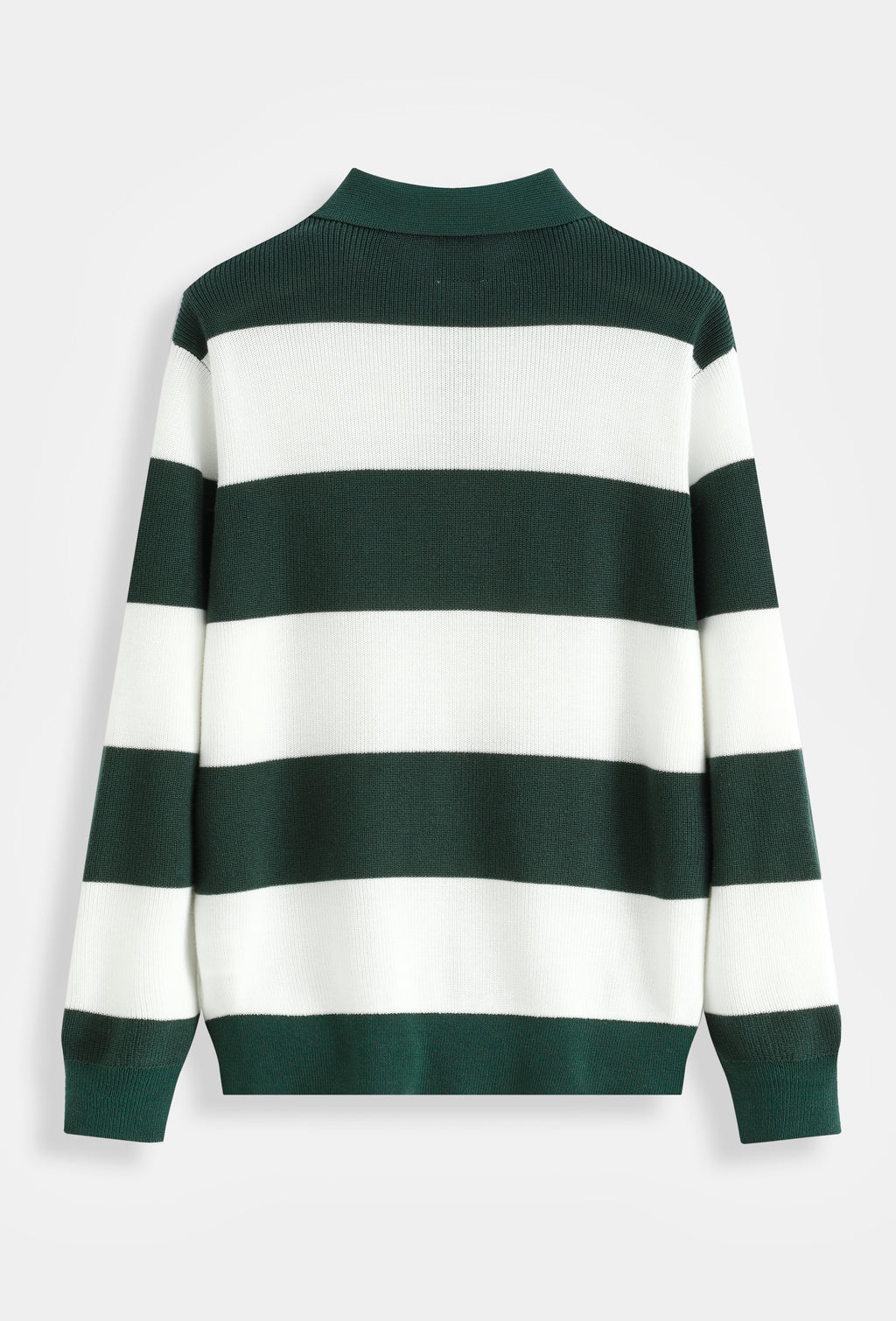 Polo homme manches longues en maille côtelée à larges rayures, style rugby, col polo 3 boutons