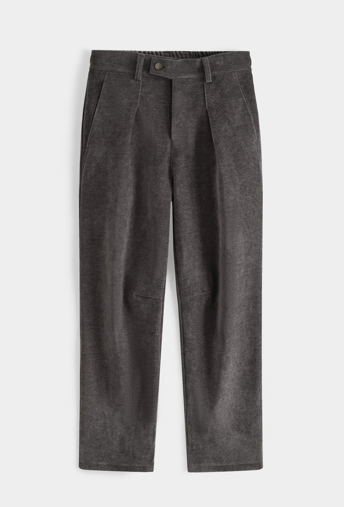 Pantalon homme à pinces en chenille texturée, taille élastiquée, coupe droite fuselée