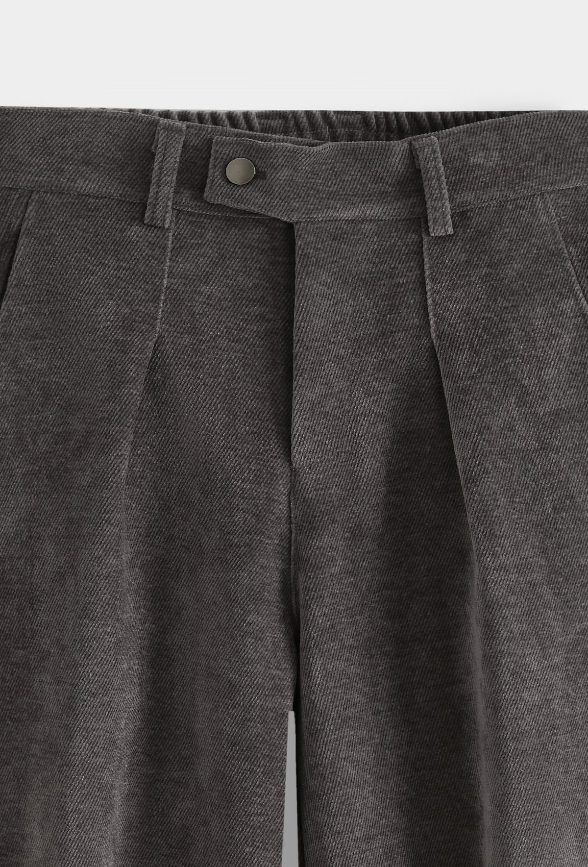 Pantalon homme à pinces en chenille texturée, taille élastiquée, coupe droite fuselée