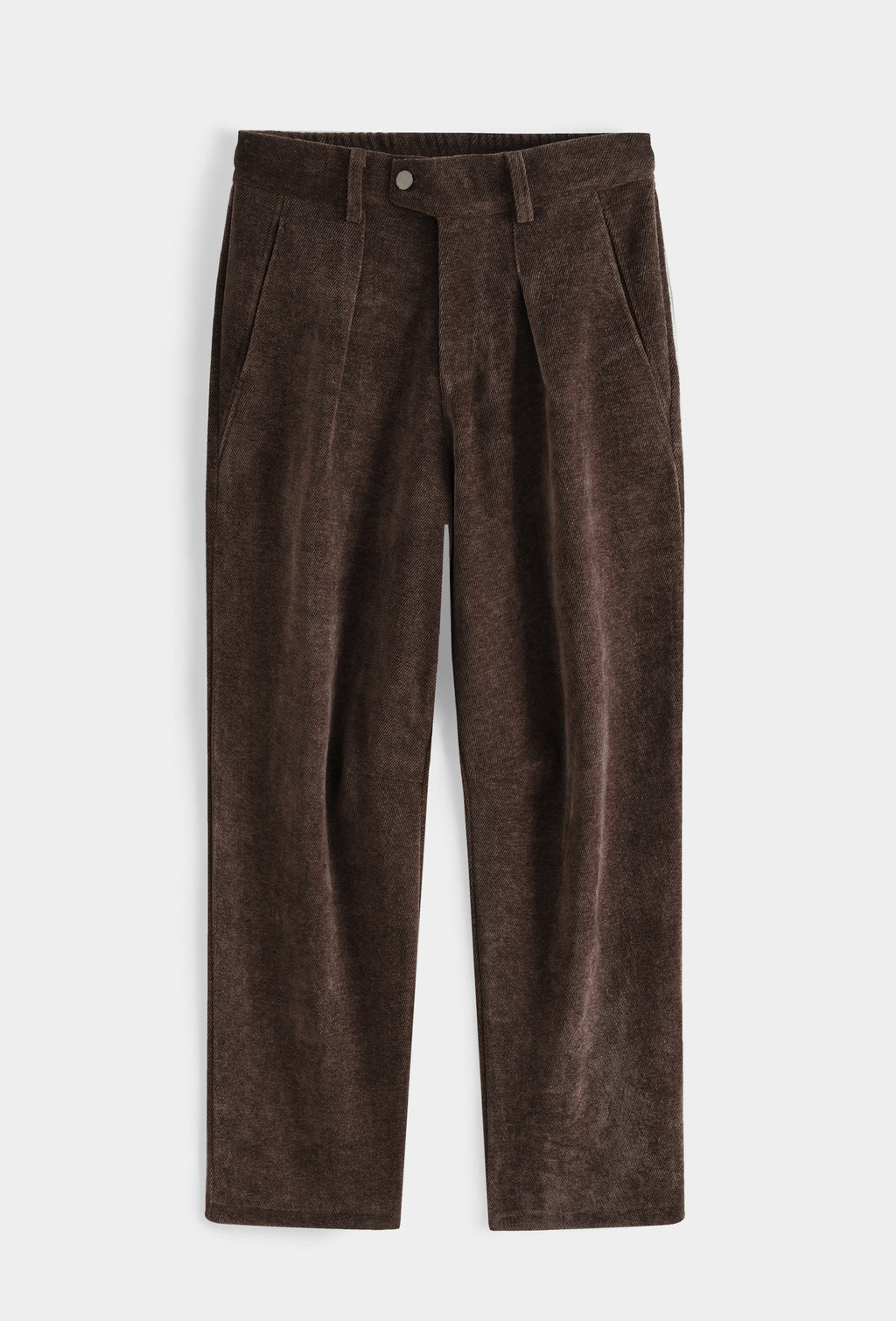 Pantalon homme à pinces en chenille texturée, taille élastiquée, coupe droite fuselée