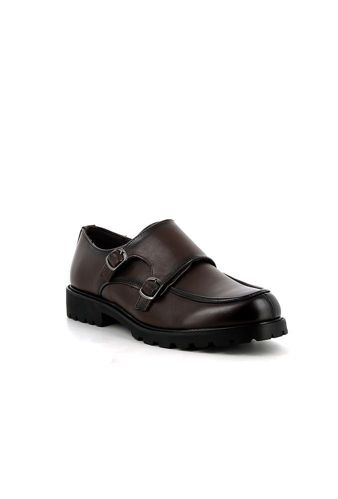 Chaussures Double Boucle Homme à Semelle Crantée Monk Strap