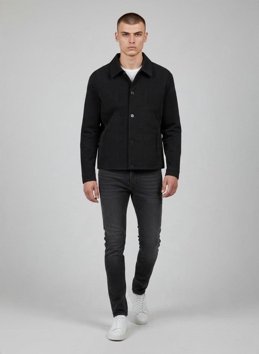 Veste Homme Trucker Simili Cuir Effet Croco