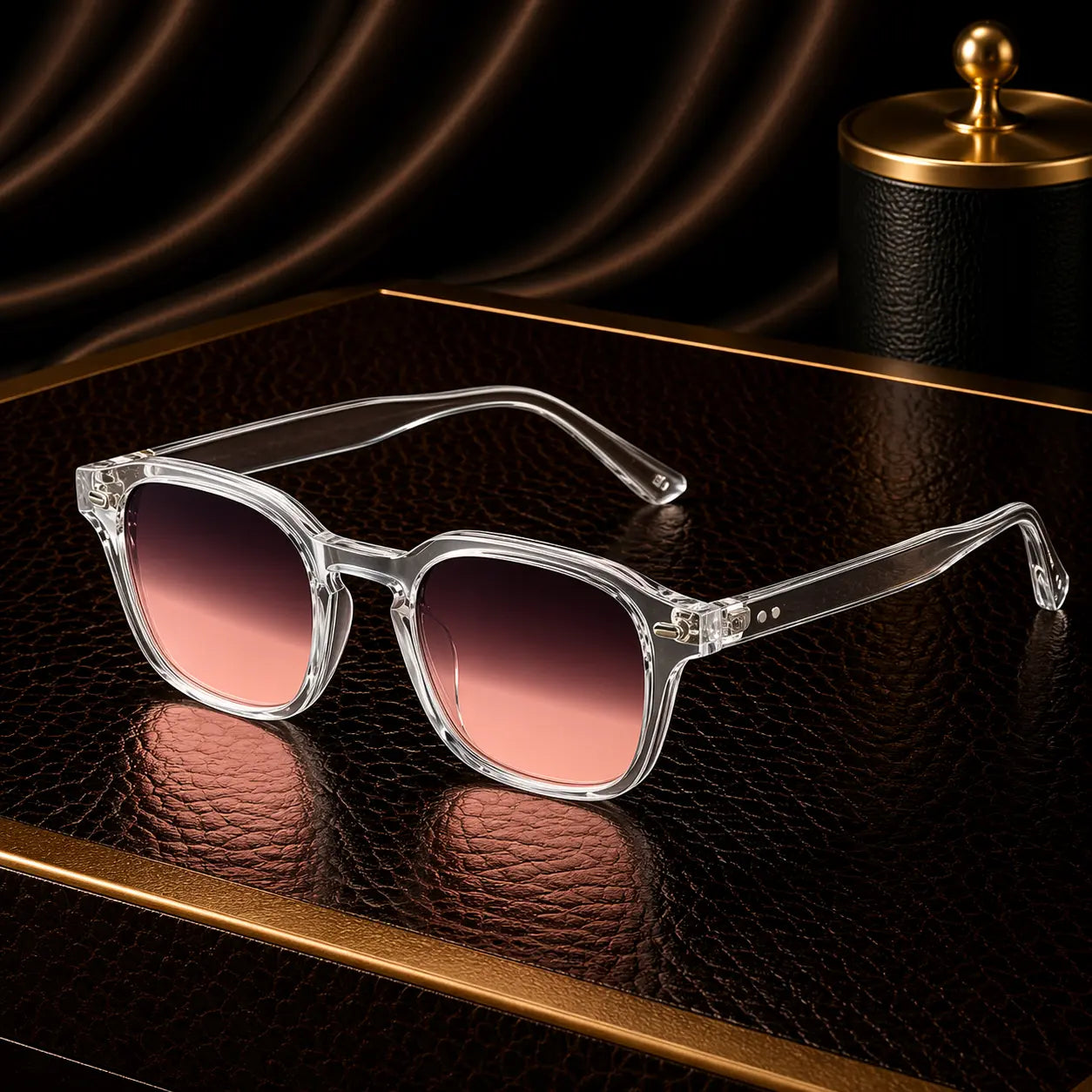 Lunettes de soleil carrées monture transparente bonhommeboutique