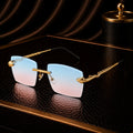 Lunettes de soleil rectangulaires monture dorée tressée bonhommeboutique