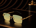 Lunettes de soleil rectangulaires monture dorée tressée bonhommeboutique