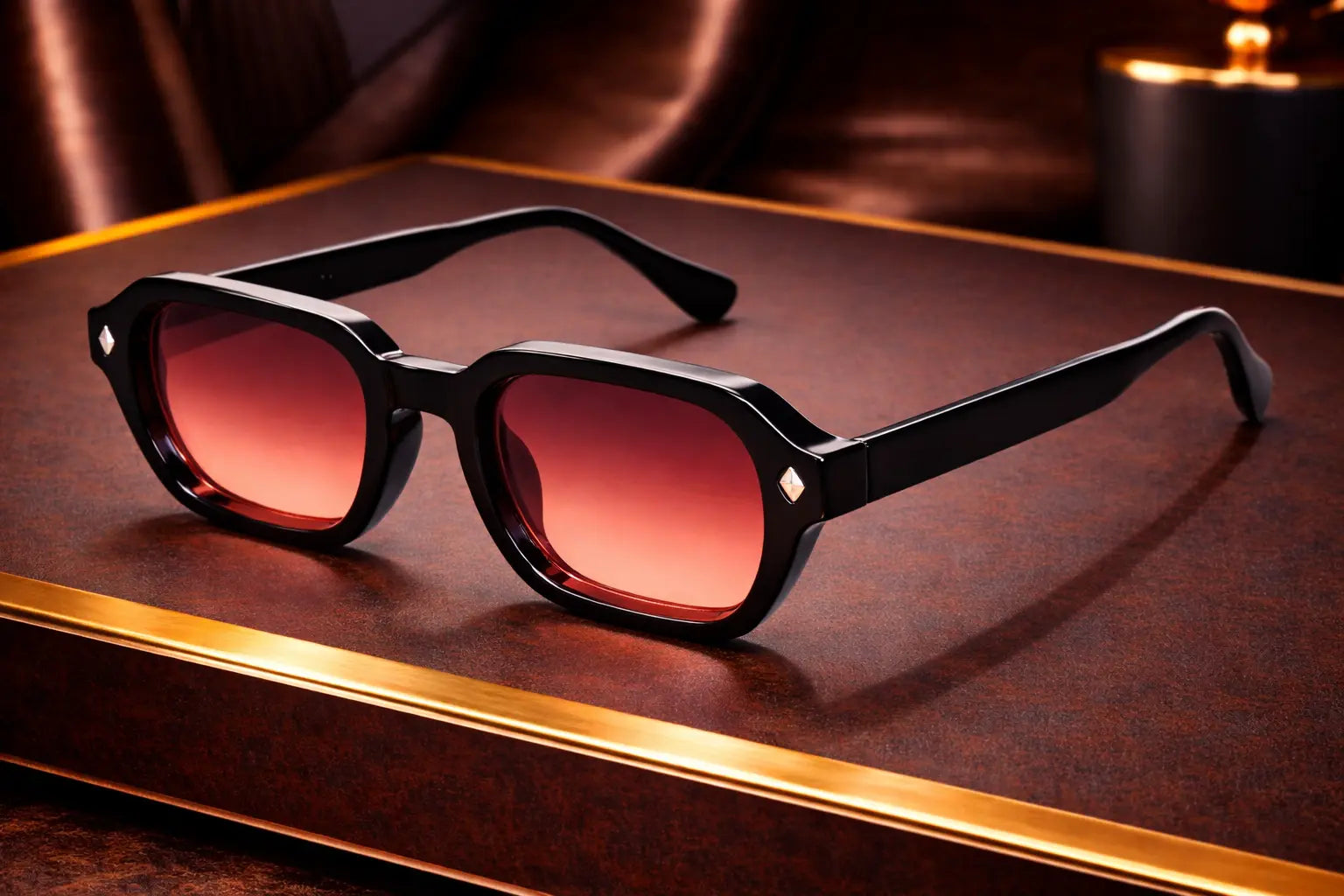 Lunettes de soleil octogonales monture noire épaisse bonhommeboutique