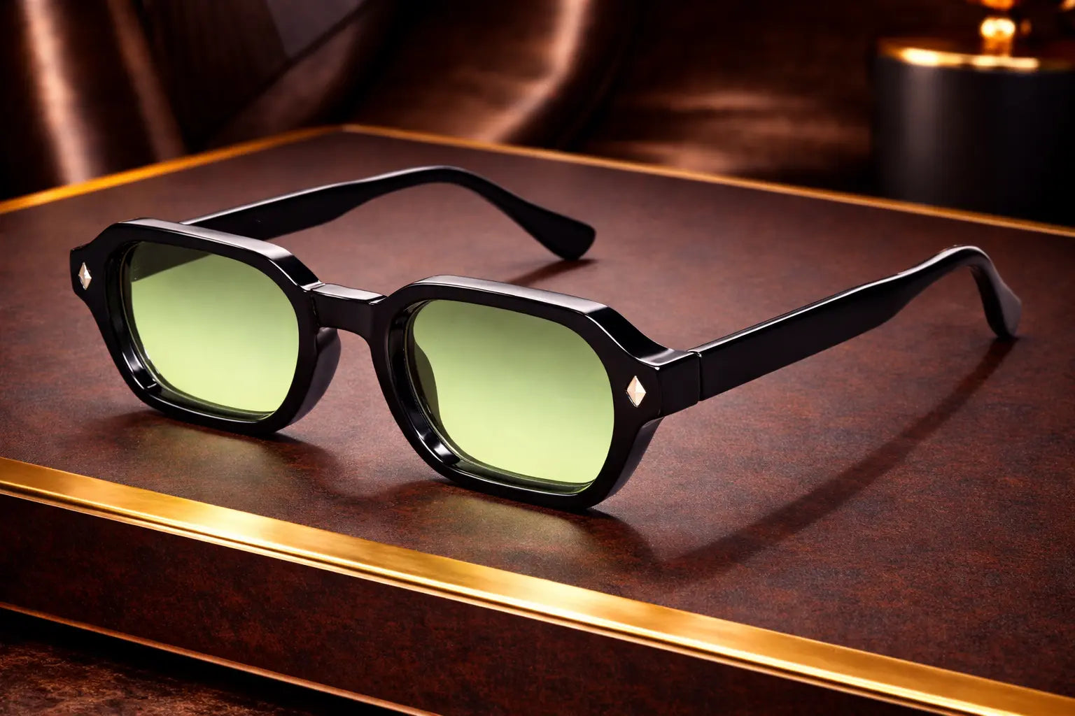 Lunettes de soleil octogonales monture noire épaisse bonhommeboutique