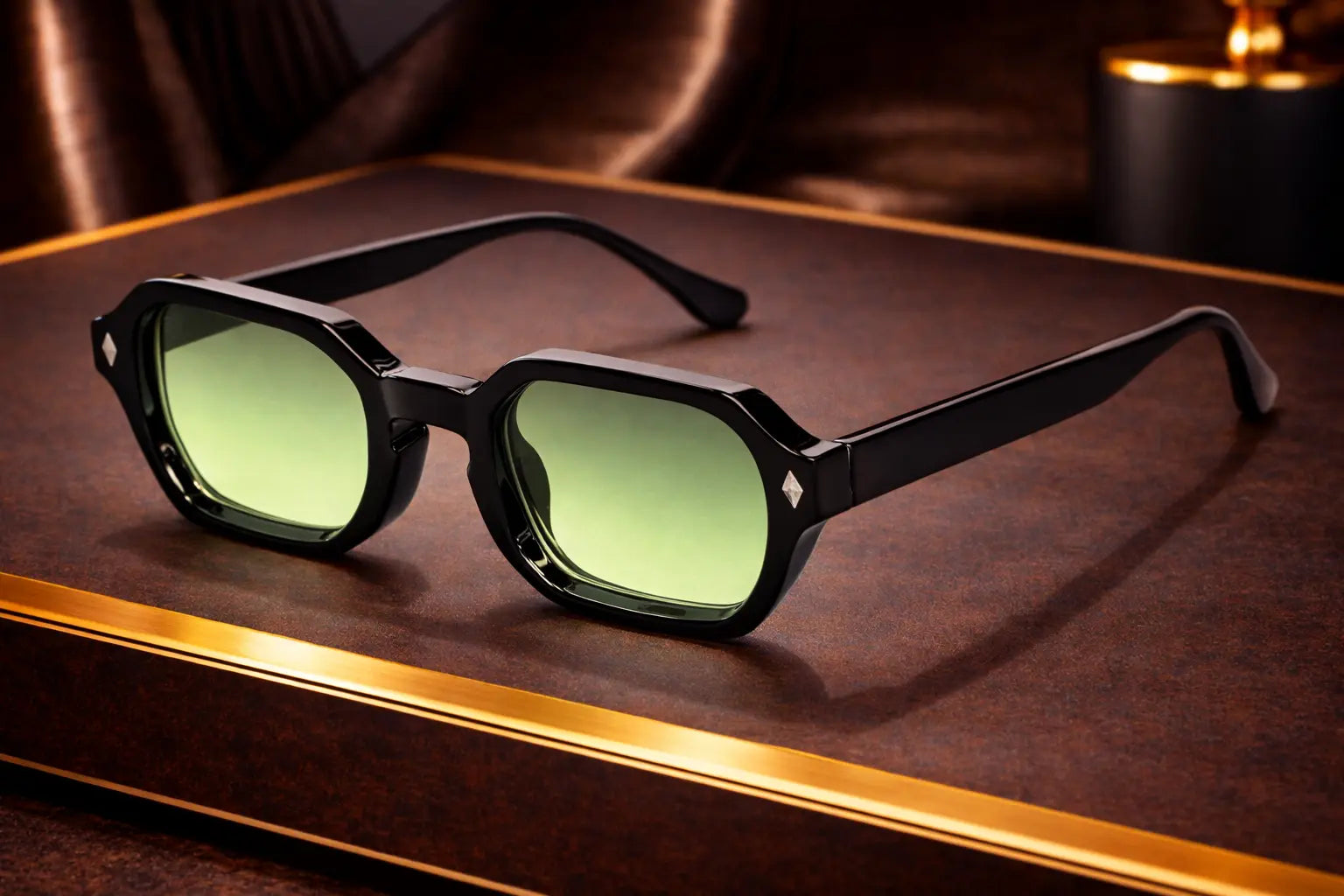 Lunettes de soleil octogonales monture noire épaisse bonhommeboutique