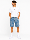 Short en jean homme motif patchwork Style streetwear tendance