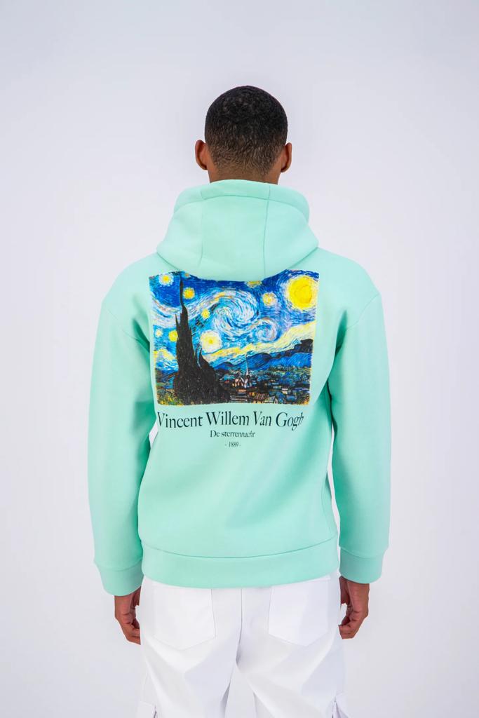 Sweat Capuche aqua Van Gogh