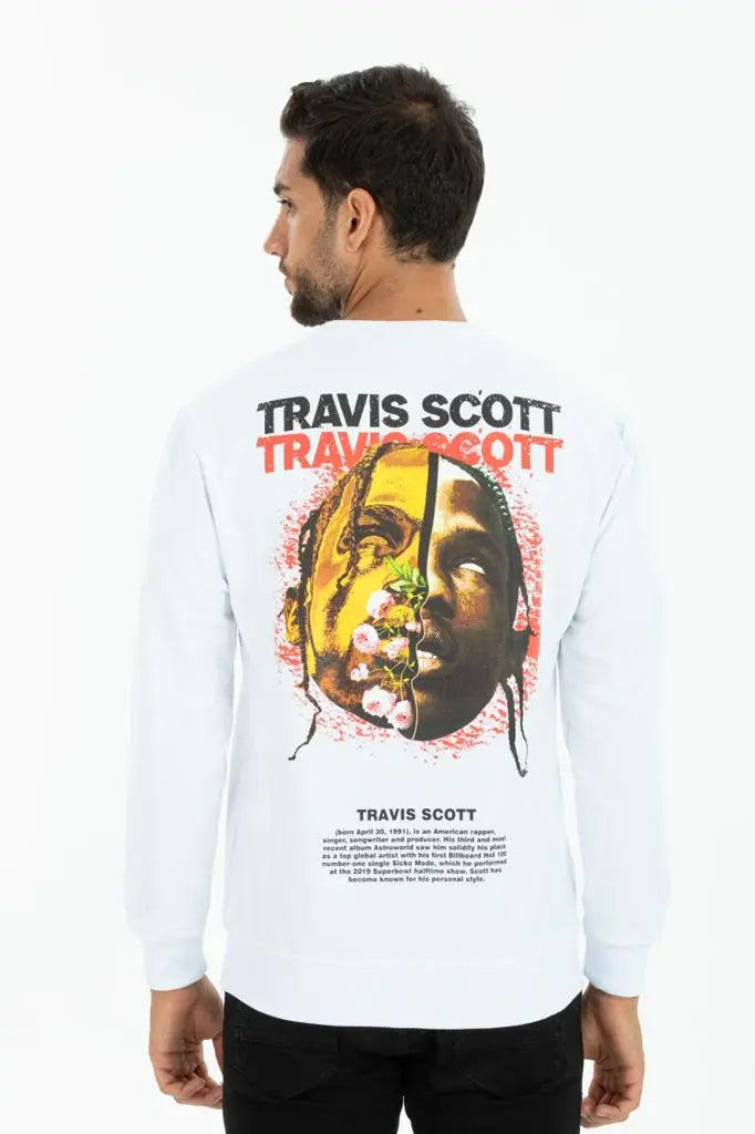Sweat blanc Travis Scott bonhomme