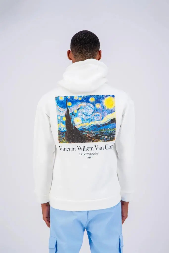 Sweat capuche Van Gogh Blanc bonhomme