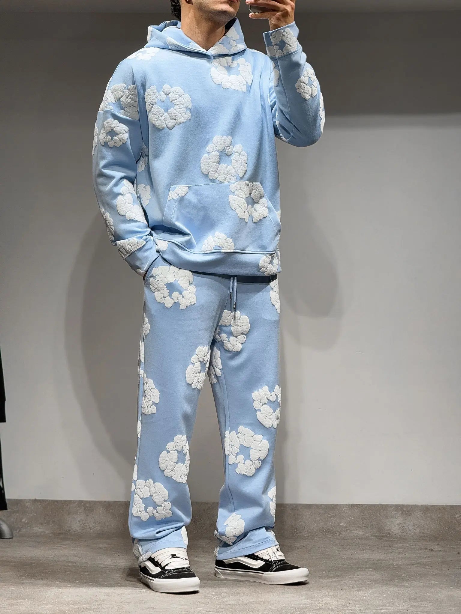 Ensemble fleur ciel et blanc, Sweat et pantalon jogging bonhomme