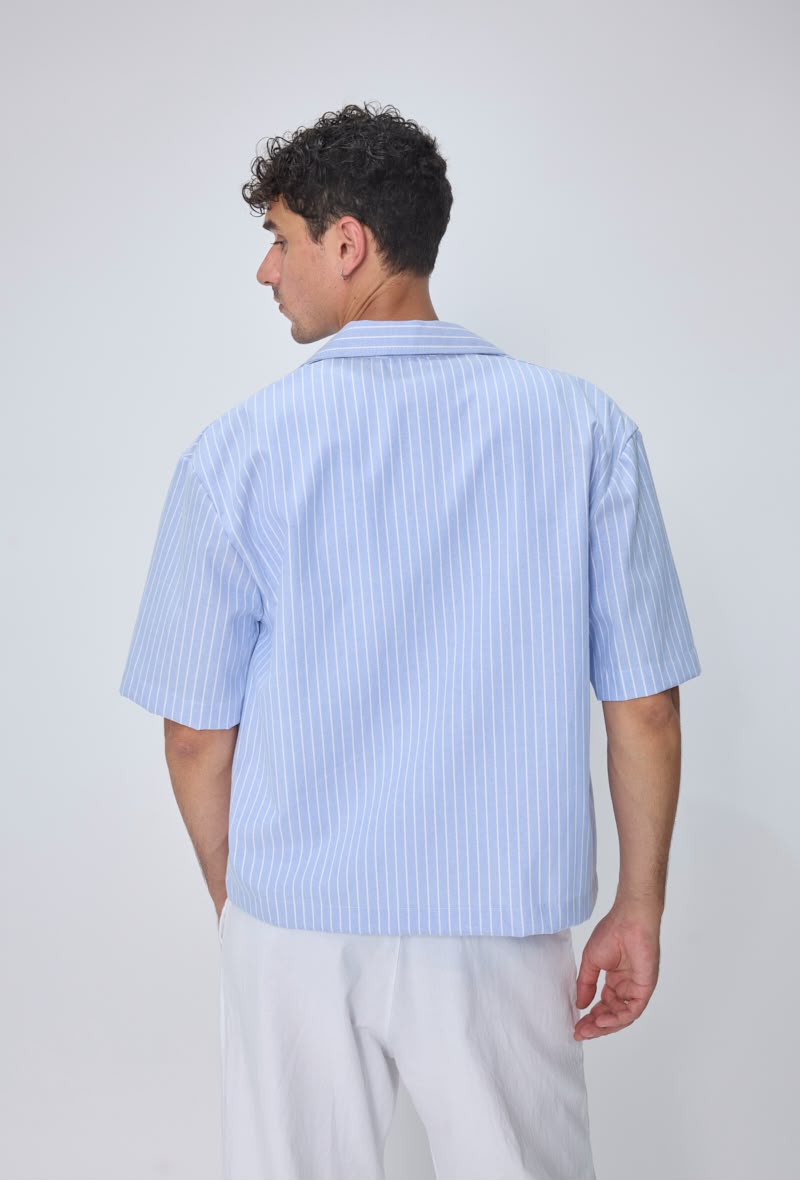 Chemise col camp rayée homme oversize  – Coupe boxy manches courtes
