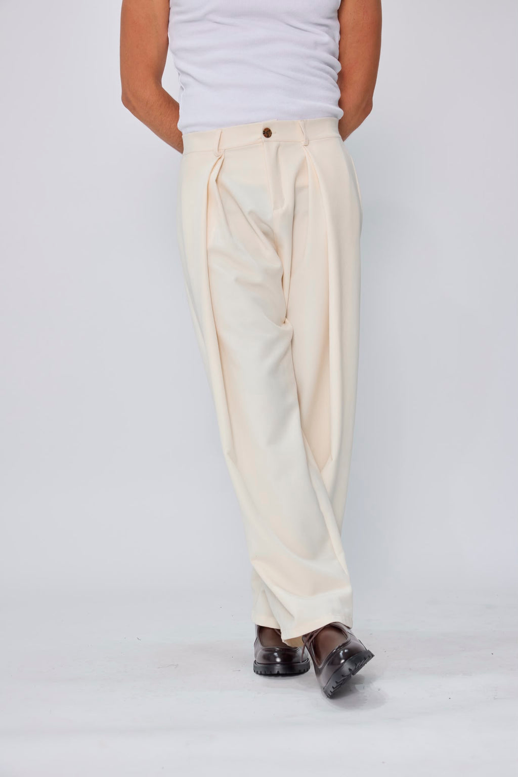 Pantalon à pinces homme coupe buggy large  Taille haute