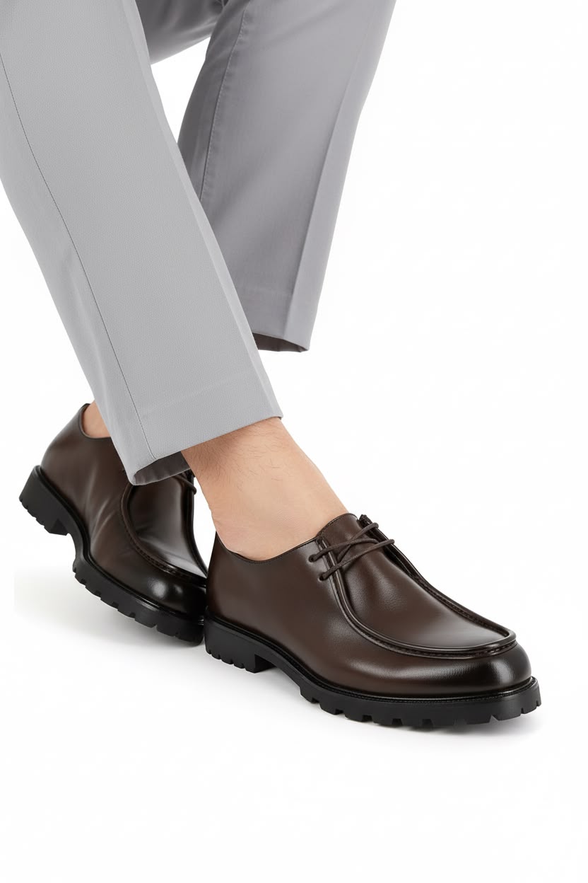Chaussures derby homme moc-toe semelle chunky
