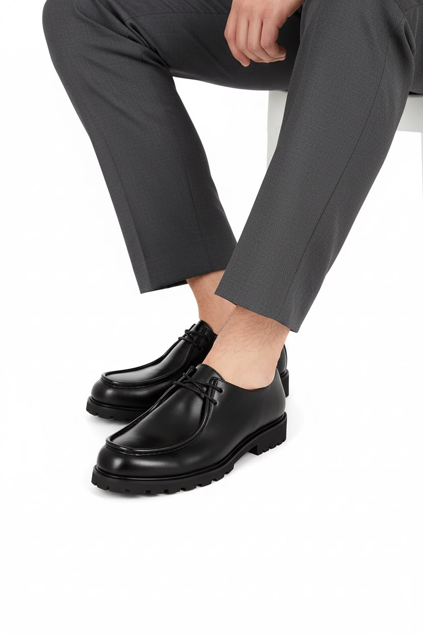 Chaussures derby homme moc-toe semelle chunky