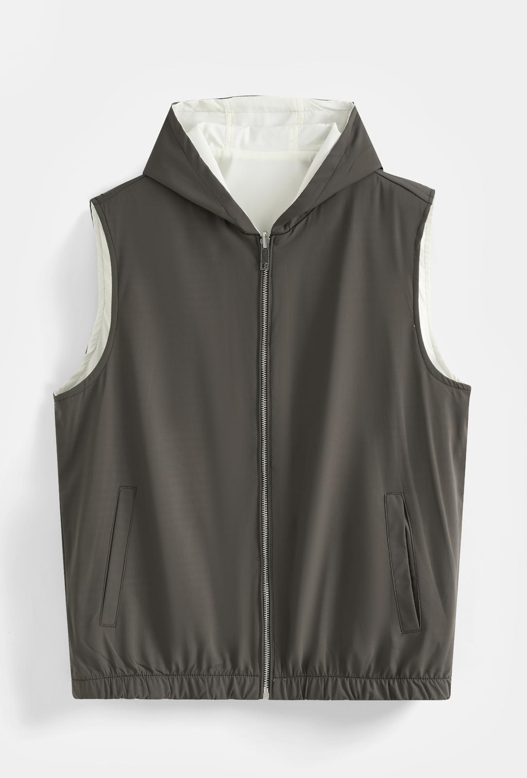 Veste sans manches réversible à capuche